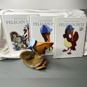 Pelican Pete plush plus Hardcover Childrens Books Autographed 3 books 1 Plush